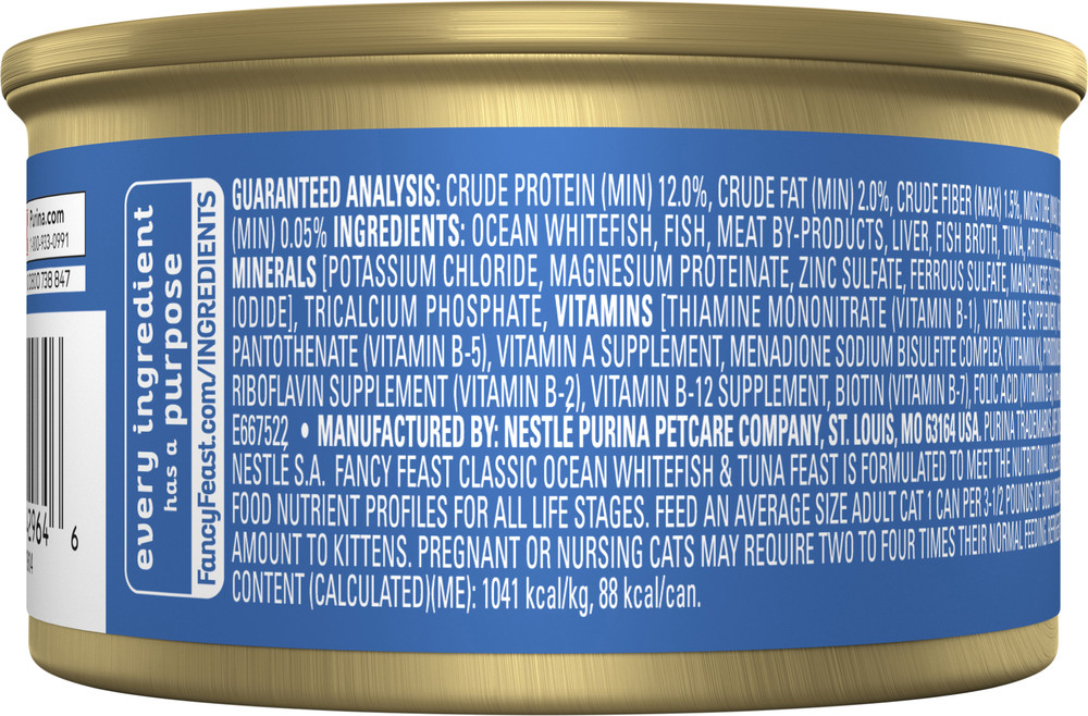 Fancy Feast Gourmet Classic Pate Ocean Whitefish & Tuna Feast Cat Food