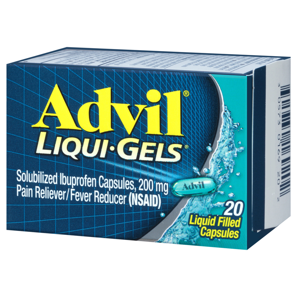Advil Liqui-Gels Capsules 200 mg Ibuprofen-Front-Right-Elevated