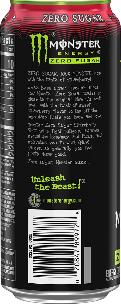 Monster Zero Sugar Strawberry Shot Energy Drink