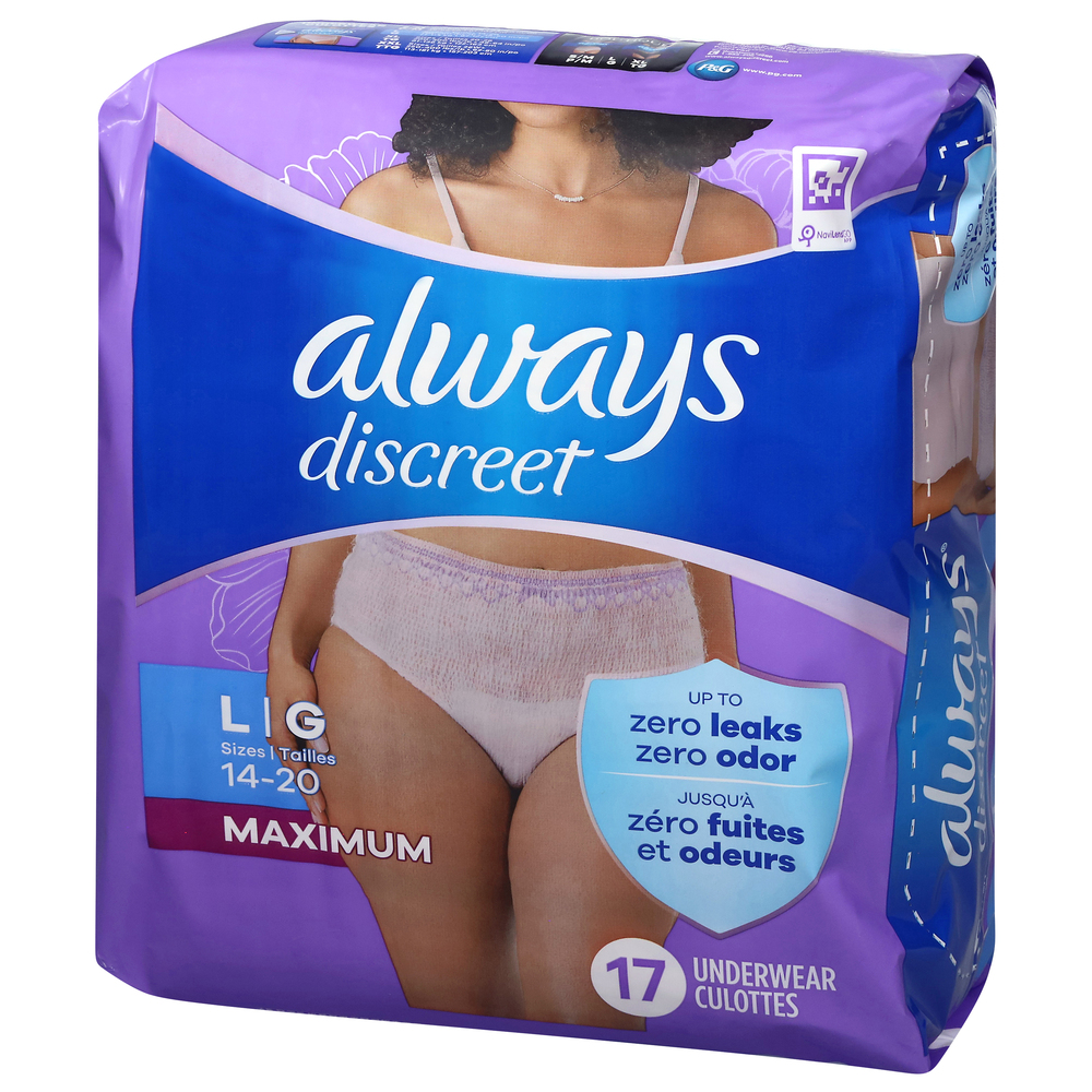 Always Discreet Maximum L Sizes 14-20 Underwear