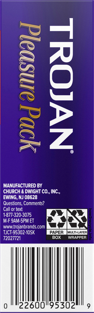 Trojan Condoms, Latex, Lubricated, Pleasure Pack