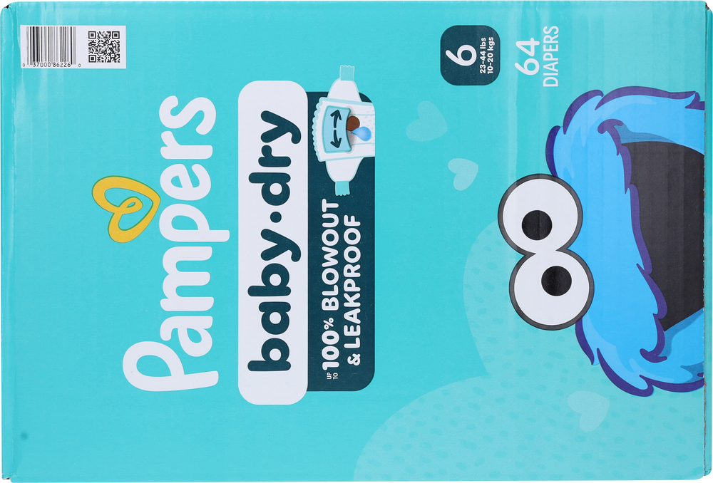Pampers Baby-Dry Sesame Street Size 6 Diapers (23-44 lbs (10-20