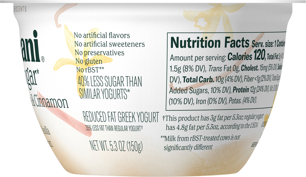 Chobani Yogurt, Greek, Less Sugar, Reduced Fat, Madagascar Vanilla