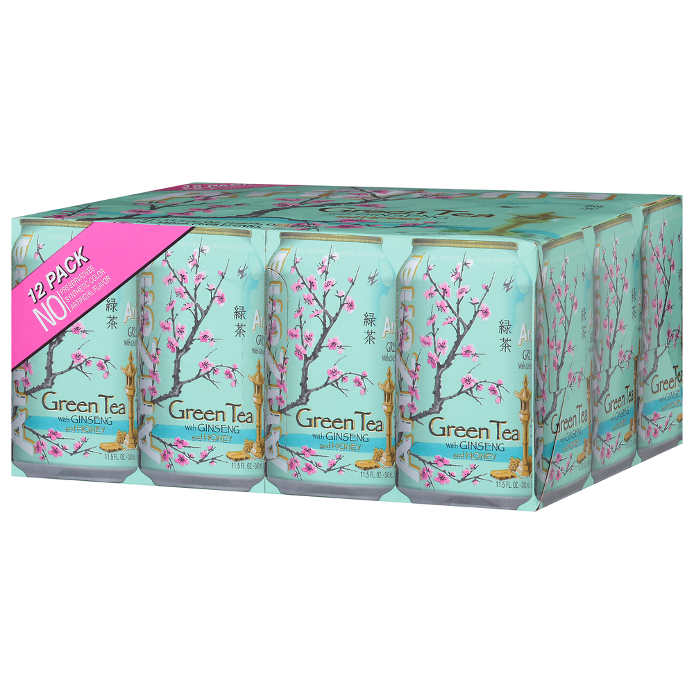 AriZona Green Tea, Ginseng and Honey, 12 Pack