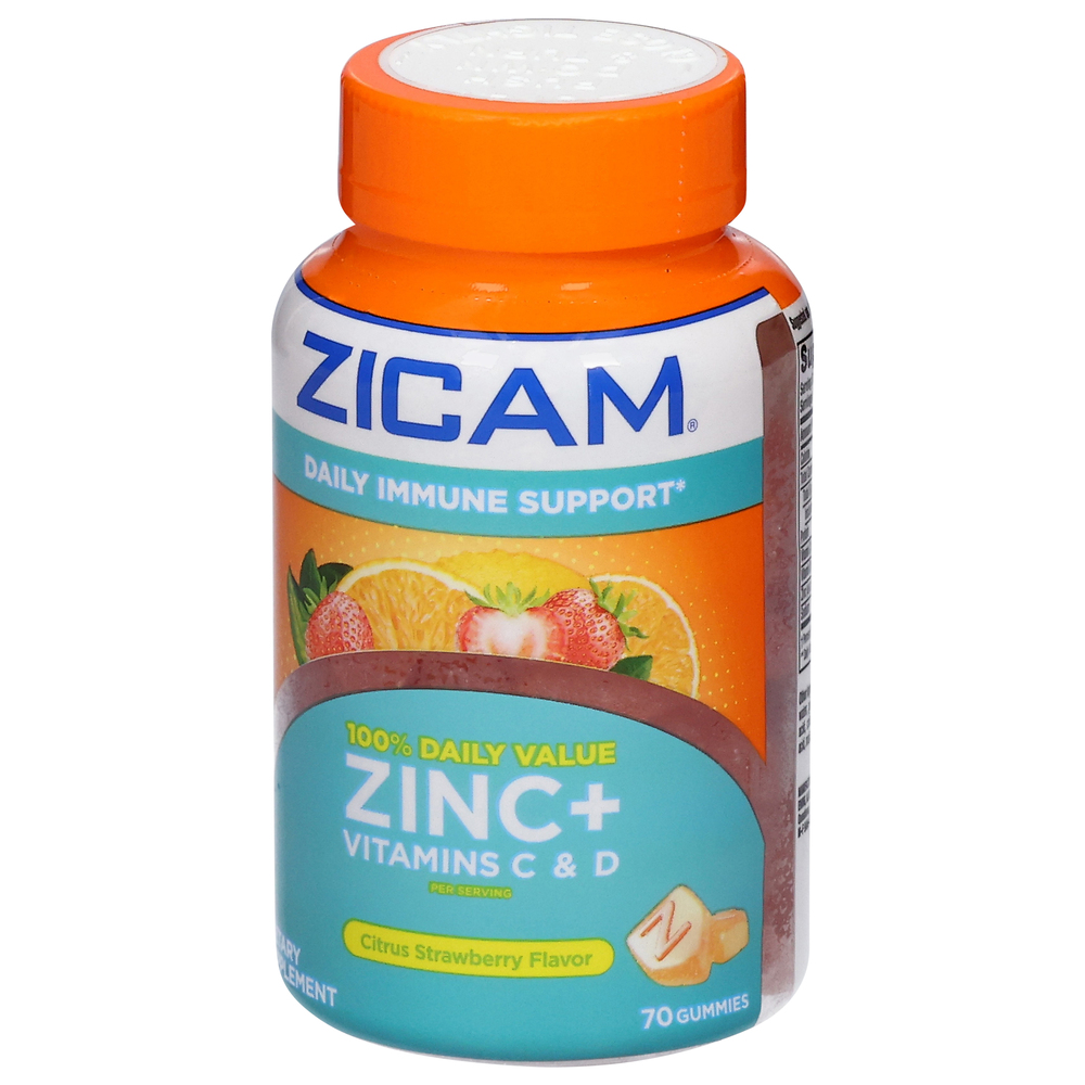 Zicam Zinc + Vitamin C & D, Gummies, Citrus Strawberry Flavor