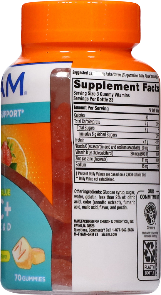 Zicam Zinc + Vitamin C & D, Gummies, Citrus Strawberry Flavor