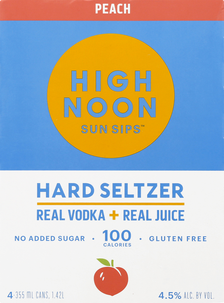 High Noon Sun Sips Hard Seltzer, Peach, 4 Pack