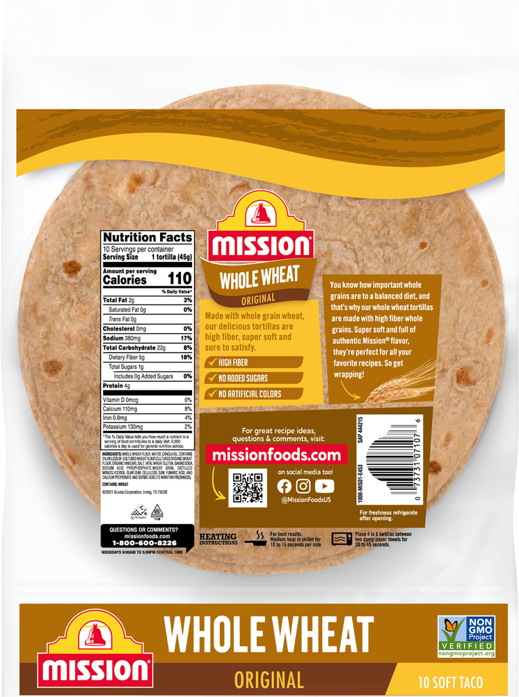 Mission Super Soft Whole Wheat Super Soft Original Tortilla Wraps