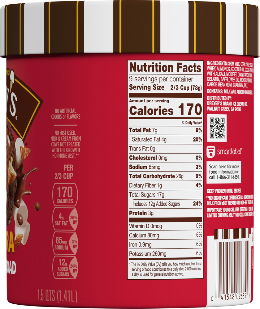 Edy's Frozen Dairy Dessert, Extra Rocky Road