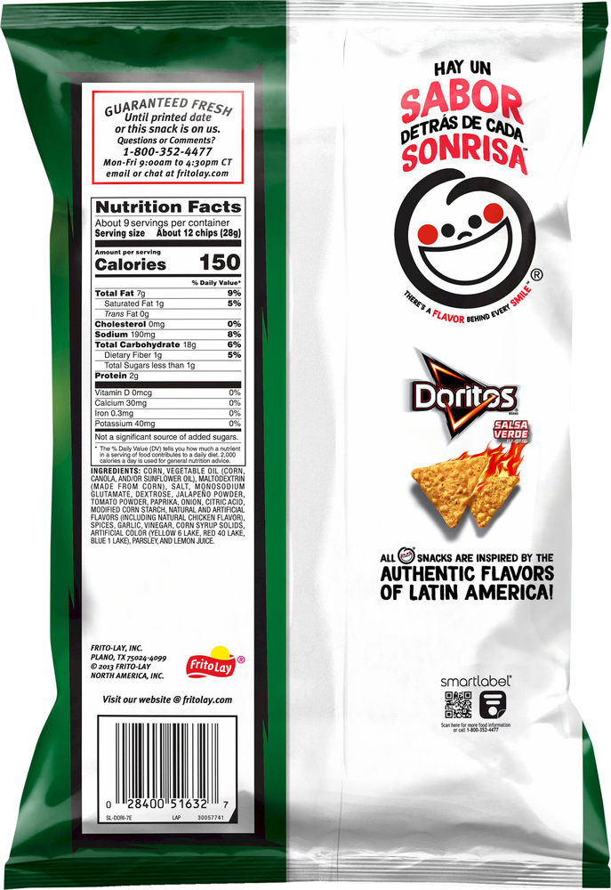 Doritos Salsa Verde Flavored Tortilla Chips