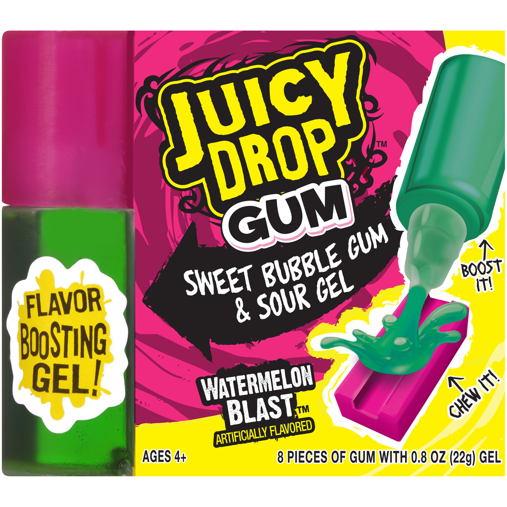 Juicy Drop Sweet Bubble Gum & Sour Gel, Watermelon Blast