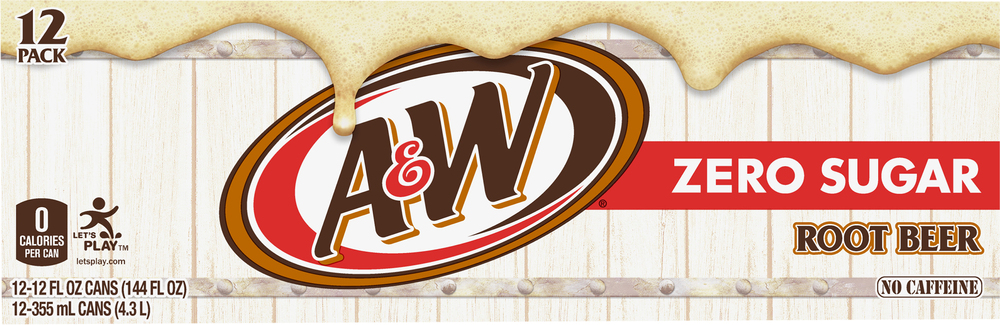 A&W Root Beer, Zero Sugar, 12 Pack