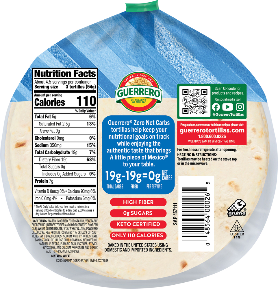 Guerrero Zero Net Carbs Original Tortillas