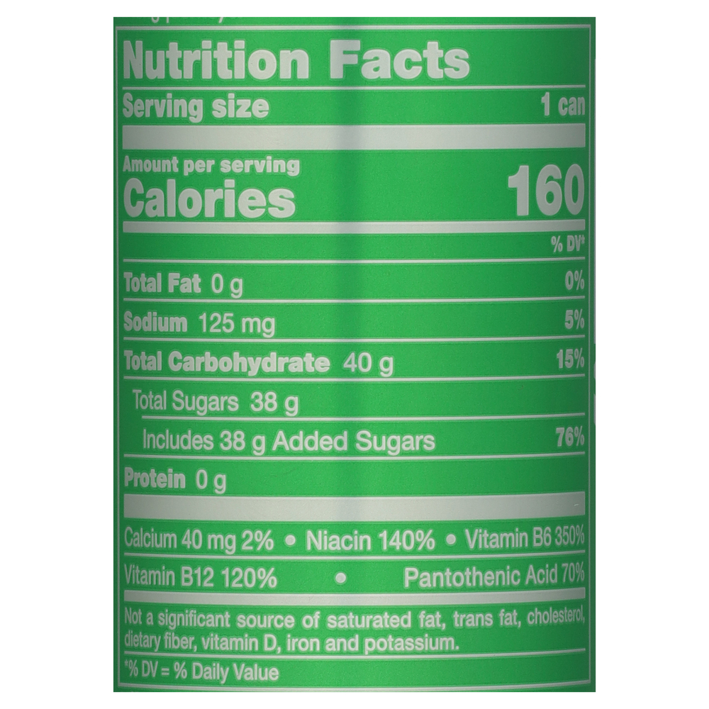 Red Bull Nutrition Label